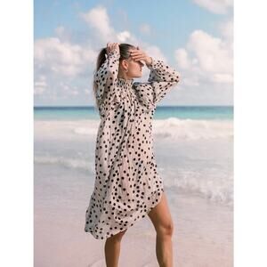 Aila Blue Rashida Dress in Camille Dot Beach Resortwear Womans Small NWT